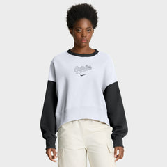 Baltimore Orioles Women's Oversized High Hip Fleece Sweatshirt - White/Black | Nike