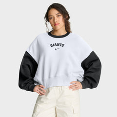 San Francisco Giants Women's Oversized High Hip Fleece Sweatshirt - White/Black | Nike