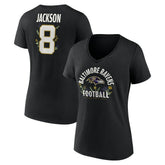 Lamar Jackson Baltimore Ravens Women's Floral Name & Number V-Neck T-Shirt - Black on sale
