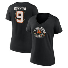 Joe Burrow Cincinnati Bengals Women's Floral Name & Number V-Neck T-Shirt - Black outlet