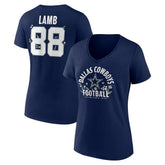 CeeDee Lamb Dallas Cowboys Women's Floral Name & Number V-Neck T-Shirt - Navy cheap