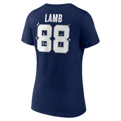 CeeDee Lamb Dallas Cowboys Women's Floral Name & Number V-Neck T-Shirt - Navy cheap