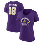 Justin Jefferson Minnesota Vikings Women's Floral Name & Number V-Neck T-Shirt - Purple outlet