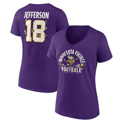 Justin Jefferson Minnesota Vikings Women's Floral Name & Number V-Neck T-Shirt - Purple outlet