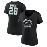 Saquon Barkley Philadelphia Eagles Women's Floral Name & Number V-Neck T-Shirt - Black cheap