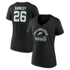 Saquon Barkley Philadelphia Eagles Women's Floral Name & Number V-Neck T-Shirt - Black cheap