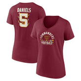 Jayden Daniels Washington Commanders Women's Floral Name & Number V-Neck T-Shirt - Garnet cheap