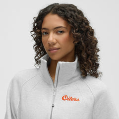 Edmonton Oilers lululemon Women's Long Scuba Oversized Half-Zip Funnel Neck Heathered Core Ultra Light Grey