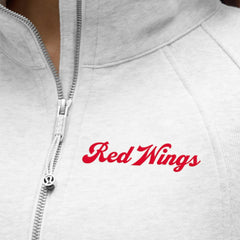 Detroit Red Wings lululemon Women's Long Scuba Oversized Half-Zip Funnel Neck Heathered Core Ultra Light Grey