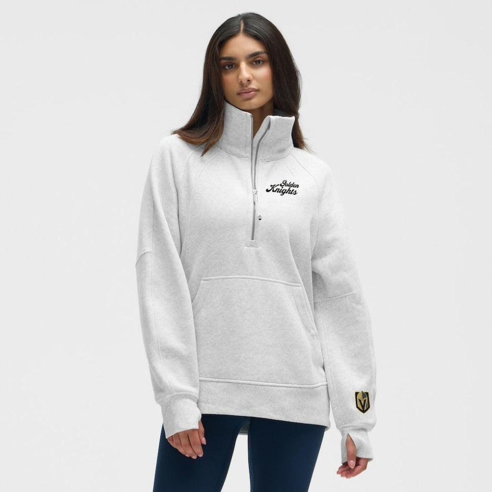 Vegas Golden Knights lululemon Women's Long Scuba Oversized Half-Zip Funnel Neck Heathered Core Ultra Light Grey