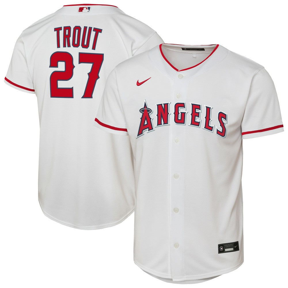 Mike Trout Los Angeles Angels Youth Home Replica Player Jersey - White | Nike