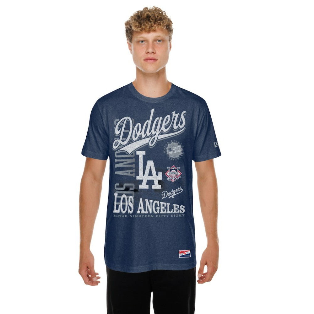 Los Angeles Dodgers Oversized Throwback Distressed T-Shirt - Navy | New Era
