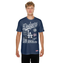 Los Angeles Dodgers Oversized Throwback Distressed T-Shirt - Navy | New Era