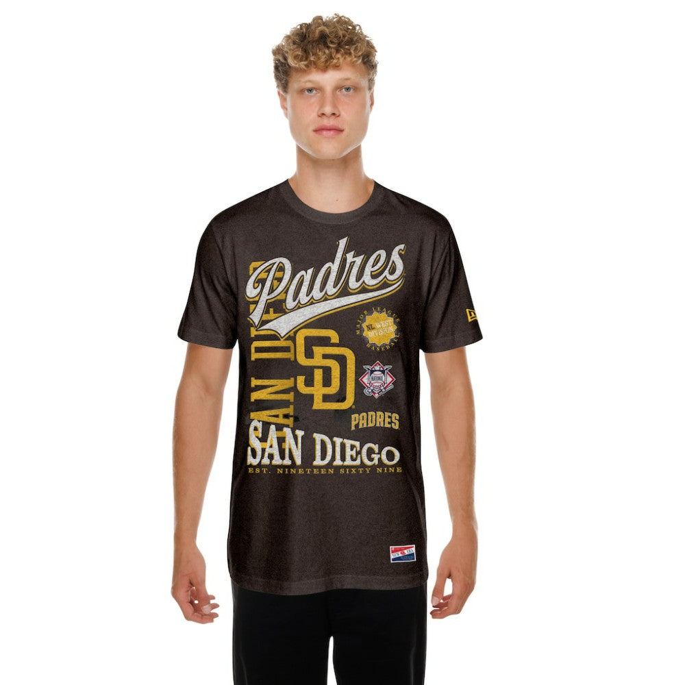 San Diego Padres Oversized Throwback Distressed T-Shirt - Brown | New Era