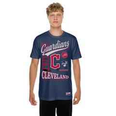 Cleveland Guardians Oversized Throwback Distressed T-Shirt - Navy | New Era