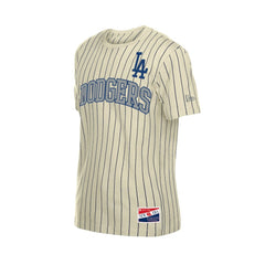 Los Angeles Dodgers Throwback Meshback Pinstripe T-Shirt - Cream | New Era