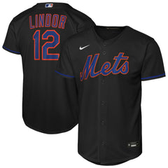 Francisco Lindor New York Mets Youth Alternate Replica Jersey - Black | Nike