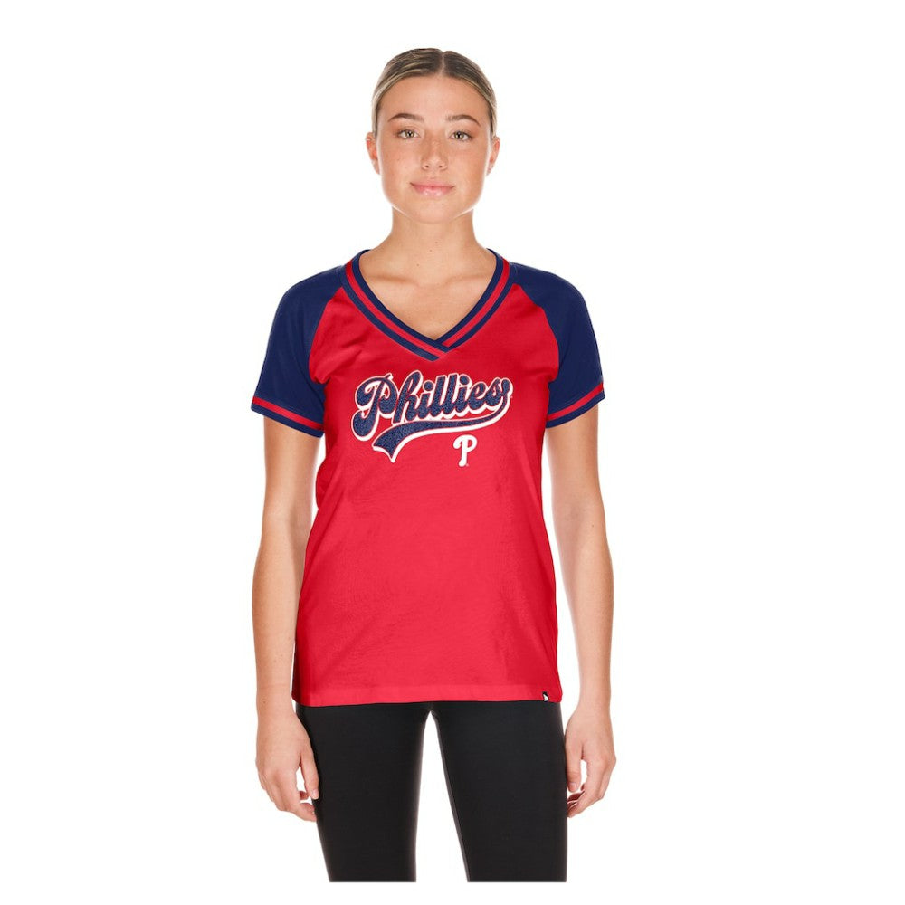 Philadelphia Phillies Women's Gameday V-Neck T-Shirt - Red | New Era