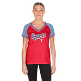 Texas Rangers Women's Gameday V-Neck T-Shirt - Red | New Era