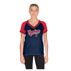 Cleveland Guardians Women's Gameday V-Neck T-Shirt - Navy | New Era