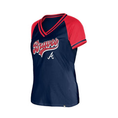 Atlanta Braves Women's Gameday V-Neck T-Shirt - Navy | New Era