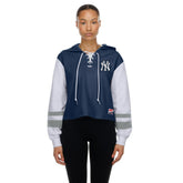 New York Yankees Women's Boxy Lace-Up Hoodie - Navy | New Era
