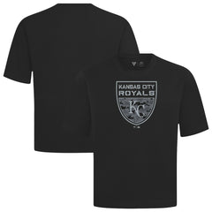 Kansas City Royals Levelwear Oversized Luxe Signature Knit Buckler T-Shirt - Black
