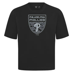 Philadelphia Phillies Levelwear Oversized Luxe Signature Knit Buckler T-Shirt - Black