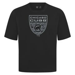 Chicago Cubs Levelwear Oversized Luxe Signature Knit Buckler T-Shirt - Black