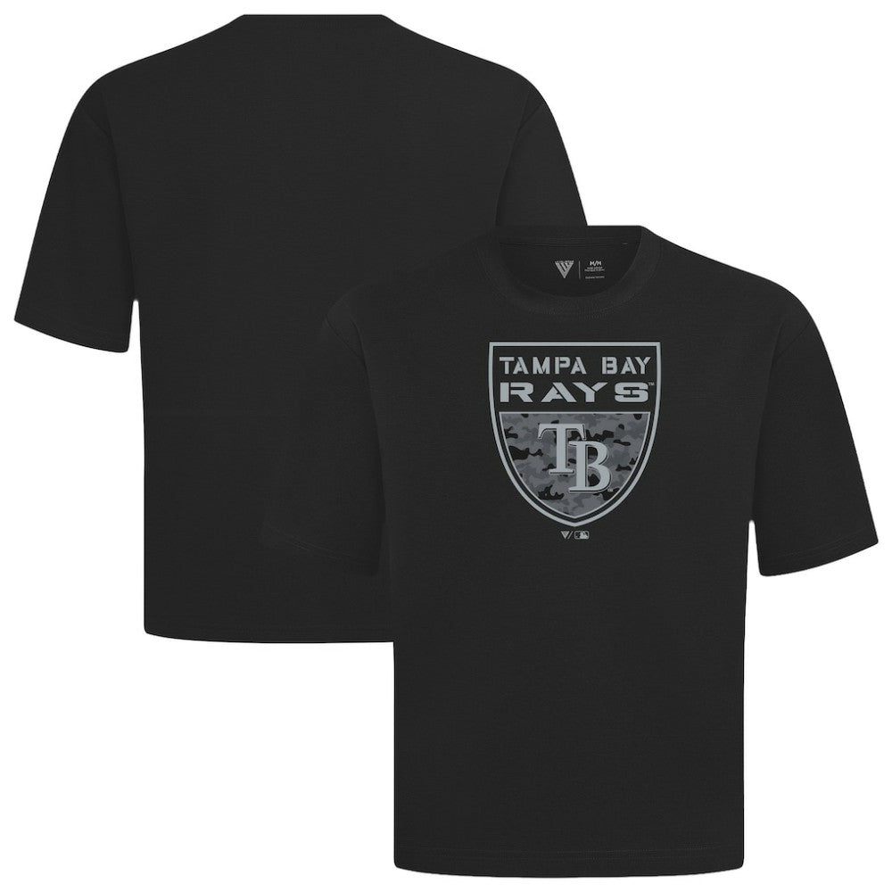 Tampa Bay Rays Levelwear Oversized Luxe Signature Knit Buckler T-Shirt - Black