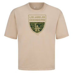 Los Angeles Dodgers Levelwear Oversized Luxe Signature Knit Buckler T-Shirt - Khaki
