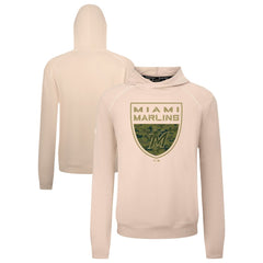 Miami Marlins Levelwear Mandate Buckler Tri-Blend Pullover Hoodie - Khaki