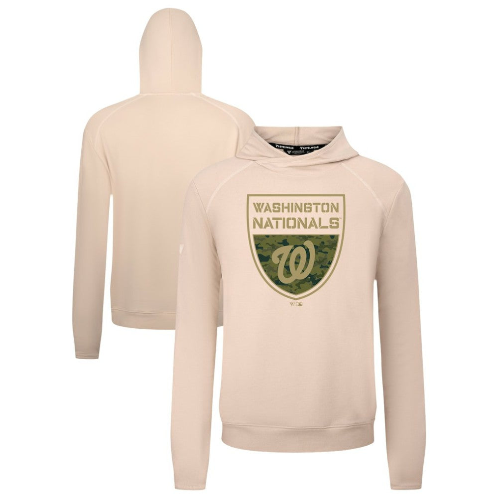 Washington Nationals Levelwear Mandate Buckler Tri-Blend Pullover Hoodie - Khaki