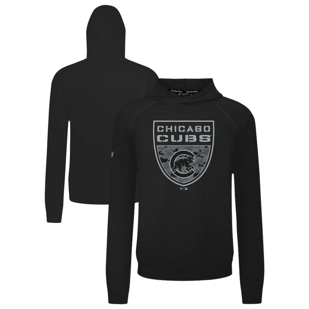 Chicago Cubs Levelwear Mandate Buckler Tri-Blend Pullover Hoodie - Black