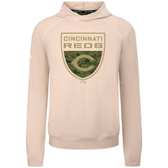 Cincinnati Reds Levelwear Mandate Buckler Tri-Blend Pullover Hoodie - Khaki