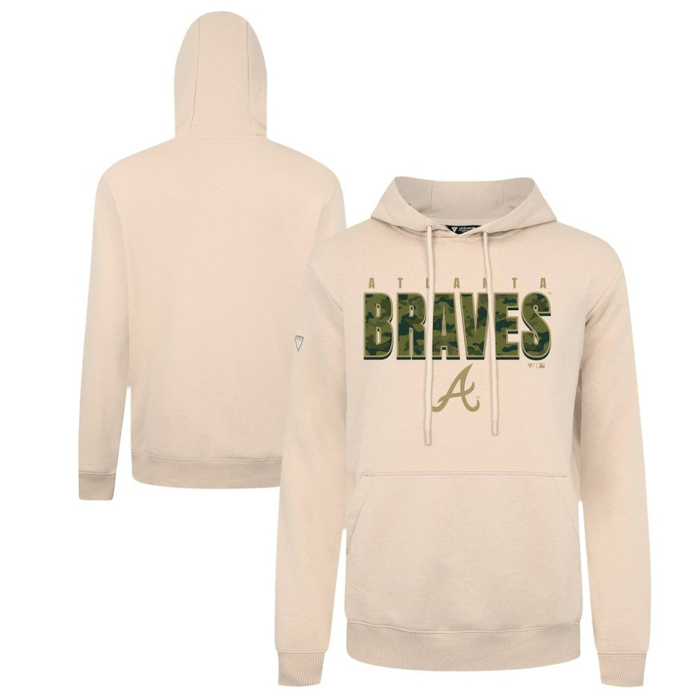Atlanta Braves Levelwear Podium Protect Pullover Hoodie - Khaki