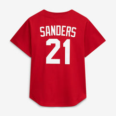 Deion Sanders Cincinnati Reds Cooperstown Mesh Batting Practice Button-Up Jersey - Red | Mitchell & Ness