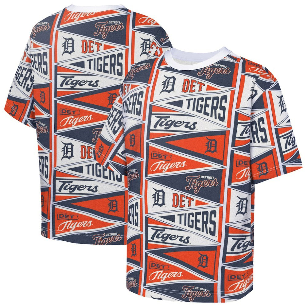 Detroit Tigers Outerstuff Youth All-Over Pennant T-Shirt - Orange