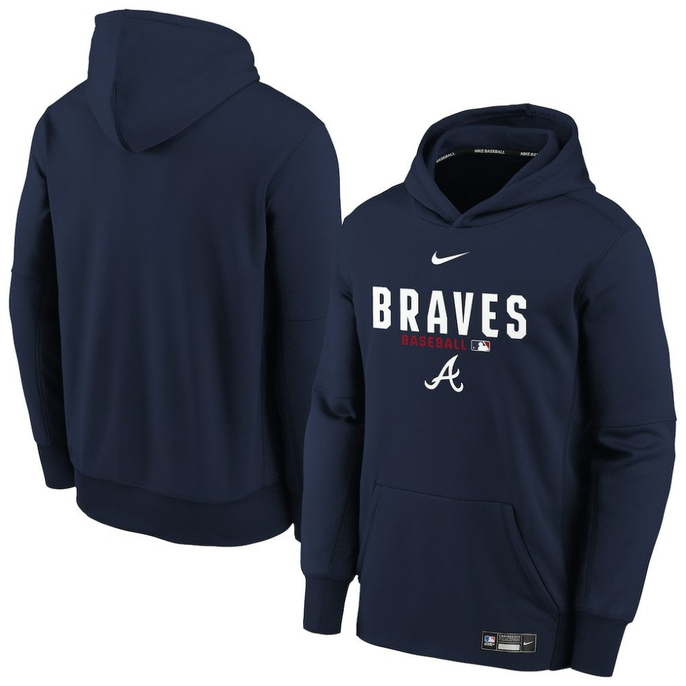 Atlanta Braves Youth Authentic Collection Therma-FIT Hoodie - Navy | Nike
