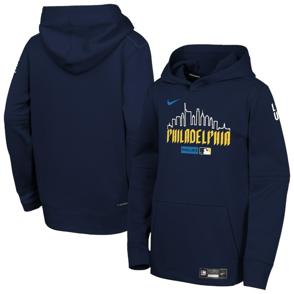 Philadelphia Phillies Youth Authentic Collection City Connect Therma-FIT Hoodie - Navy | Nike