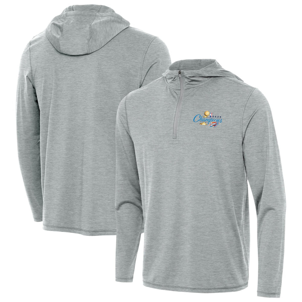 Oklahoma City Thunder Antigua 2025 NBA Finals Champions Tidy Quarter-Zip Hoodie - Heather Gray outlet
