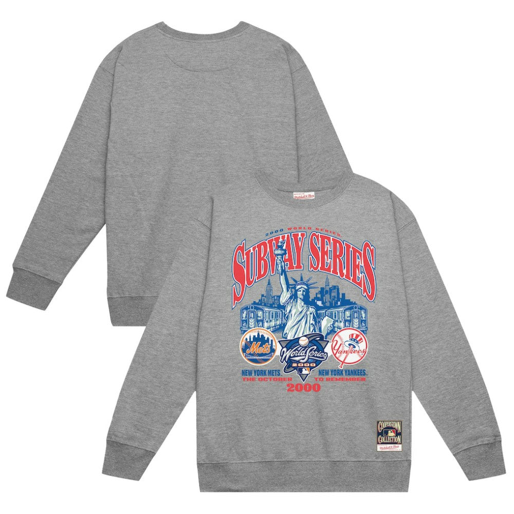 New York Yankees vs. New York Mets 2000 World Series Pullover Sweatshirt - Heather Gray | Mitchell & Ness