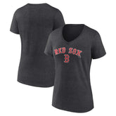 Boston Red Sox Women's Team Lockup V-Neck T-Shirt - Charcoal