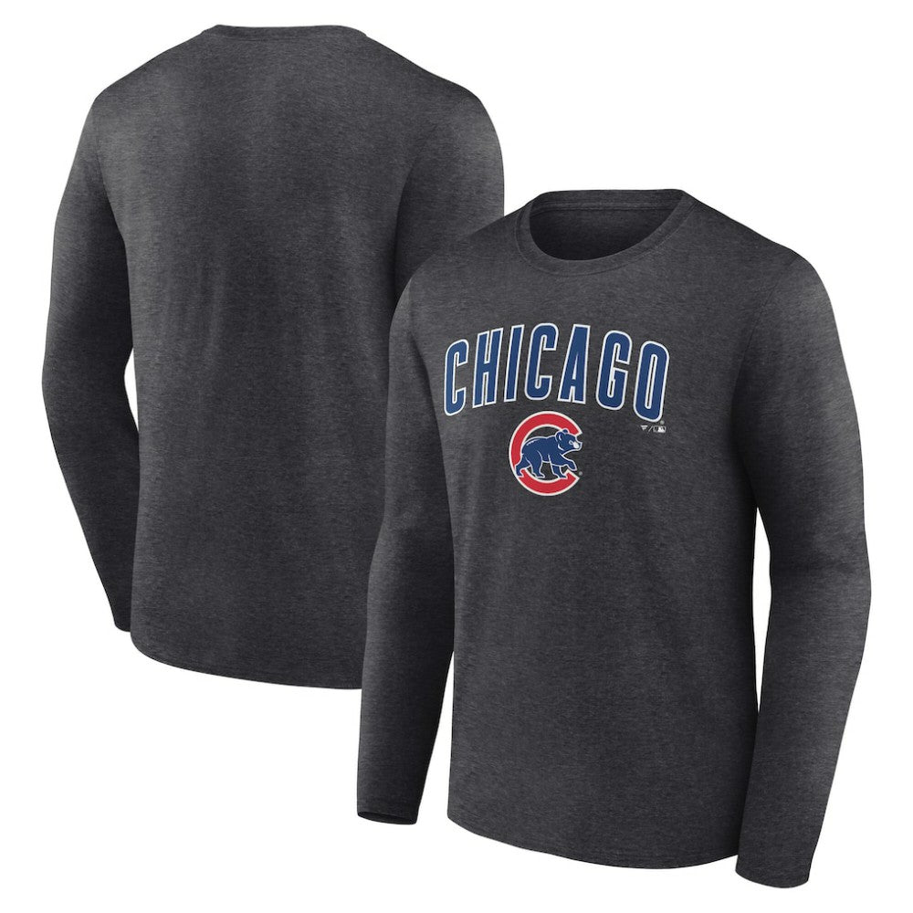 Chicago Cubs Team Lockup Long Sleeve T-Shirt - Charcoal