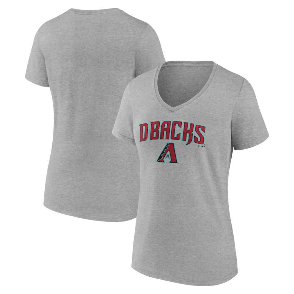 Arizona Diamondbacks Women's Team Lockup V-Neck T-Shirt - Gray