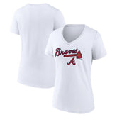 Atlanta Braves Women's Team Lockup V-Neck T-Shirt - White
