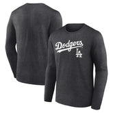 Los Angeles Dodgers Team Lockup Long Sleeve T-Shirt - Charcoal