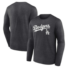 Los Angeles Dodgers Team Lockup Long Sleeve T-Shirt - Charcoal