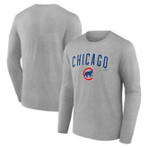 Chicago Cubs Team Lockup Long Sleeve T-Shirt - Gray