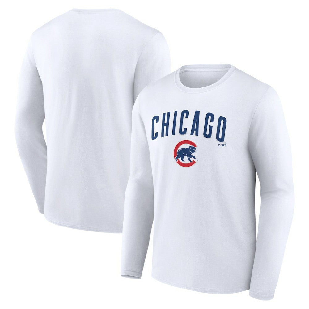 Chicago Cubs Team Lockup Long Sleeve T-Shirt - White